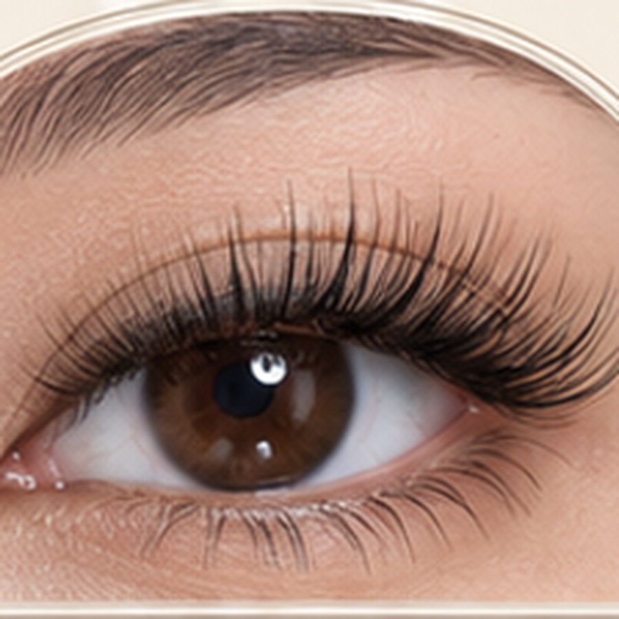 Hybrid eyelash extensions combining classic lashes and light volume fans