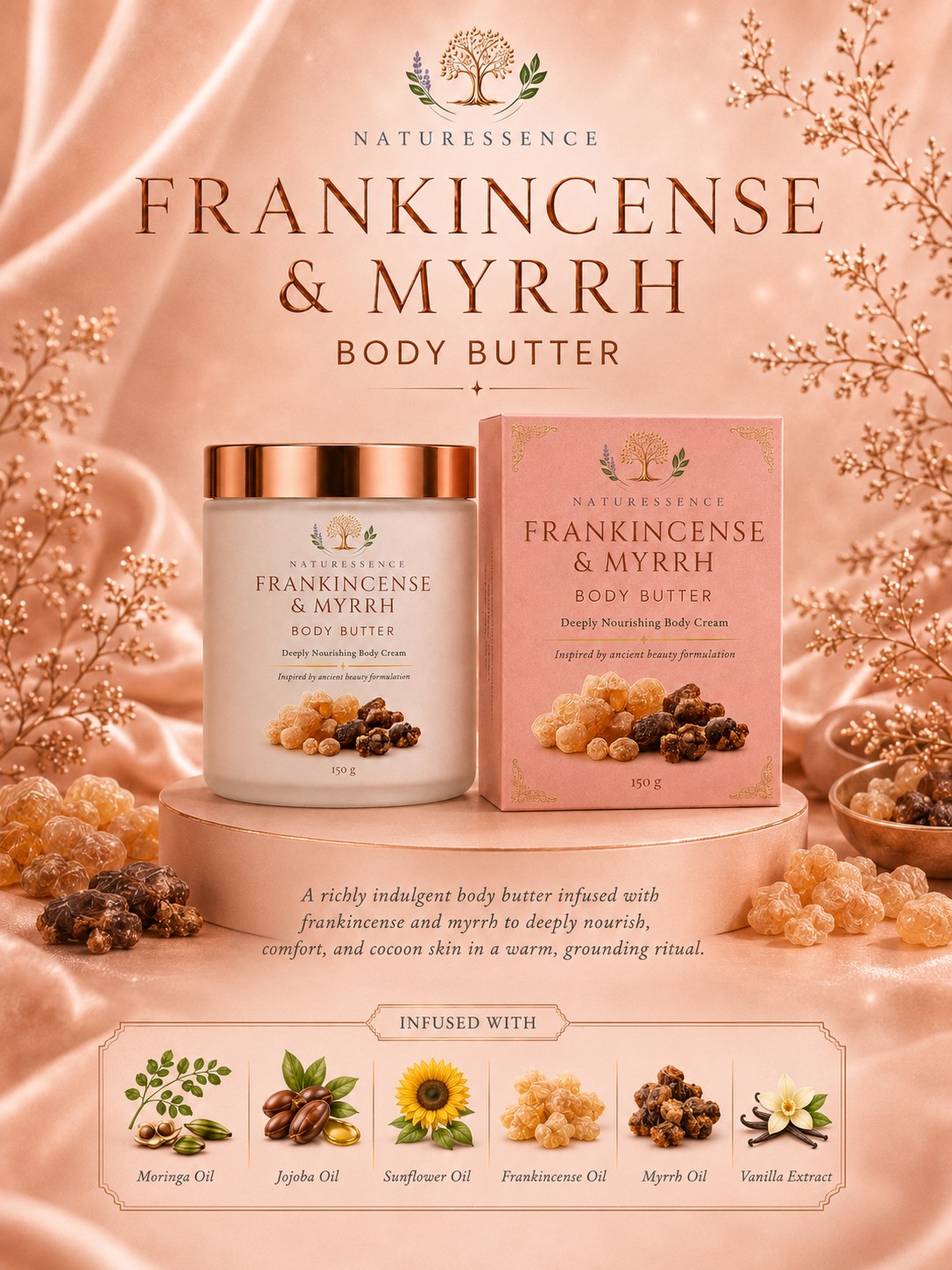 Frankincense & Myrrh Body Butter — Deep Comfort · Grounding · Night Care
