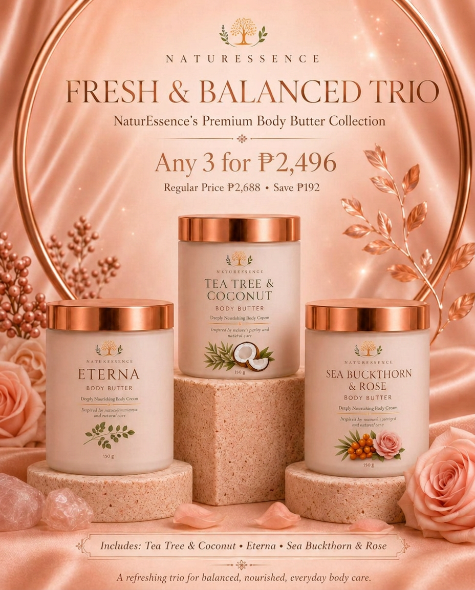 Fresh & Balanced Trio — Tea Tree & Coconut · Eterna · Sea Buckthorn & Rose