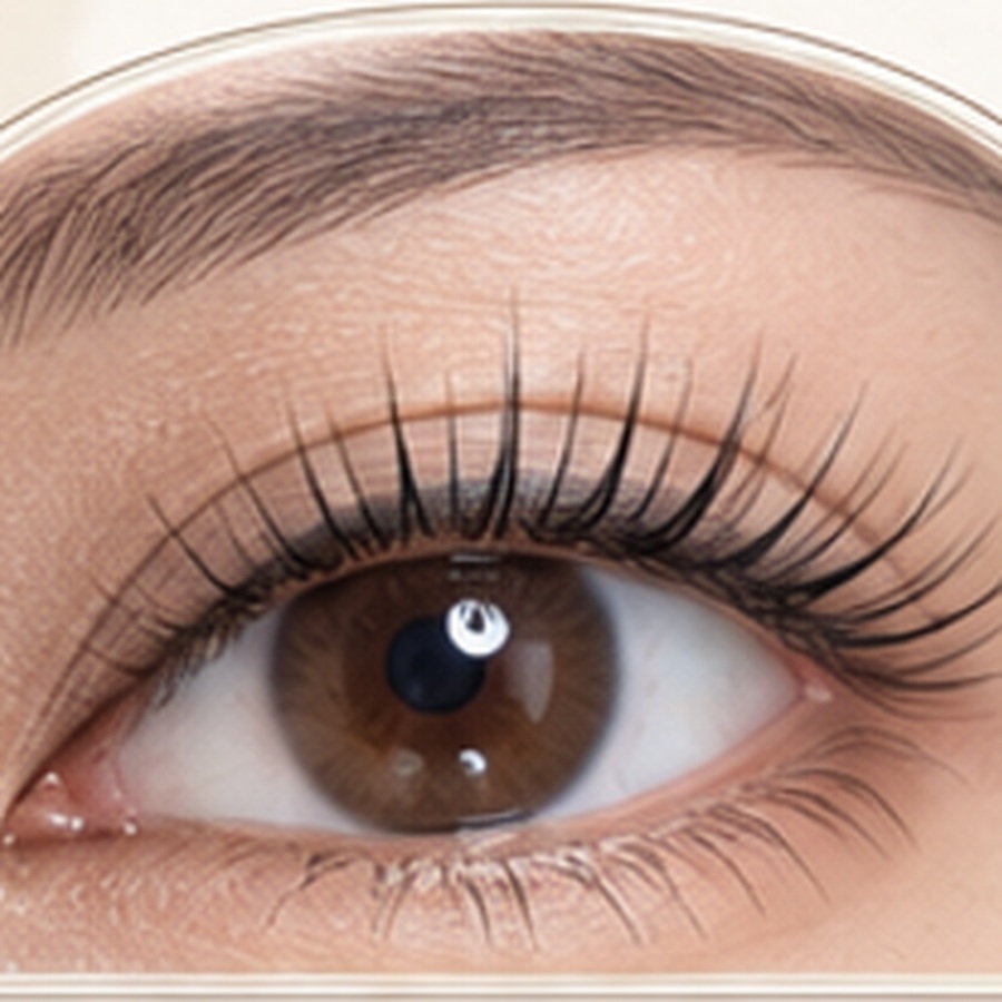 Lifted natural eyelashes after an eyelash perm