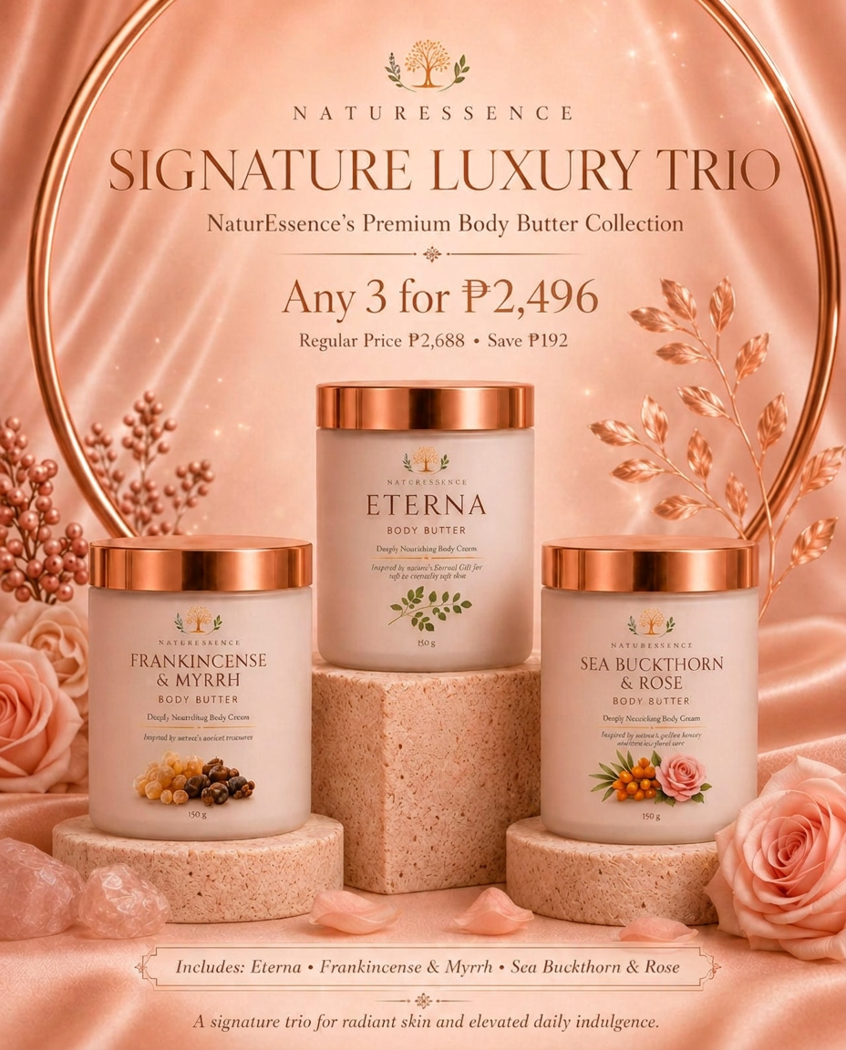 Signature Luxury Trio — Eterna · Frankincense & Myrrh · Sea Buckthorn & Rose