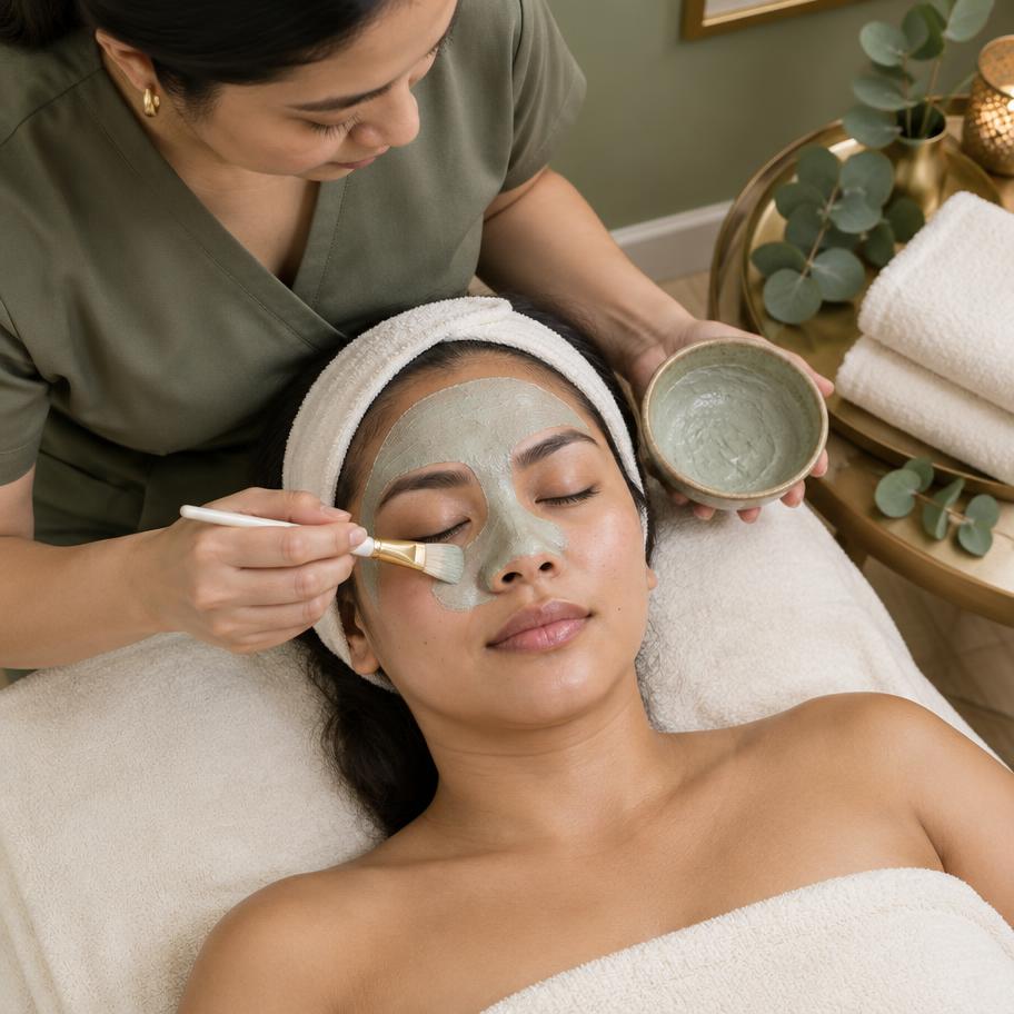 Clarifying Balance Facial clay mask application at NaturEssence