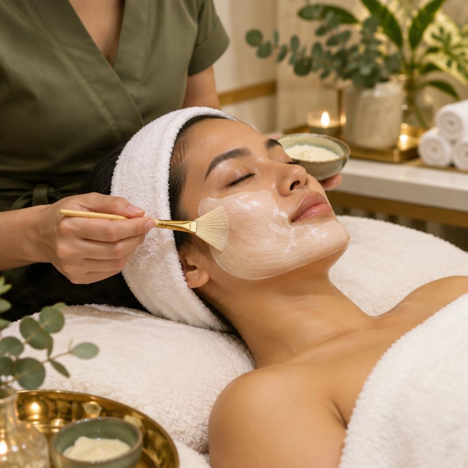 Essential Glow Facial mask application at NaturEssence
