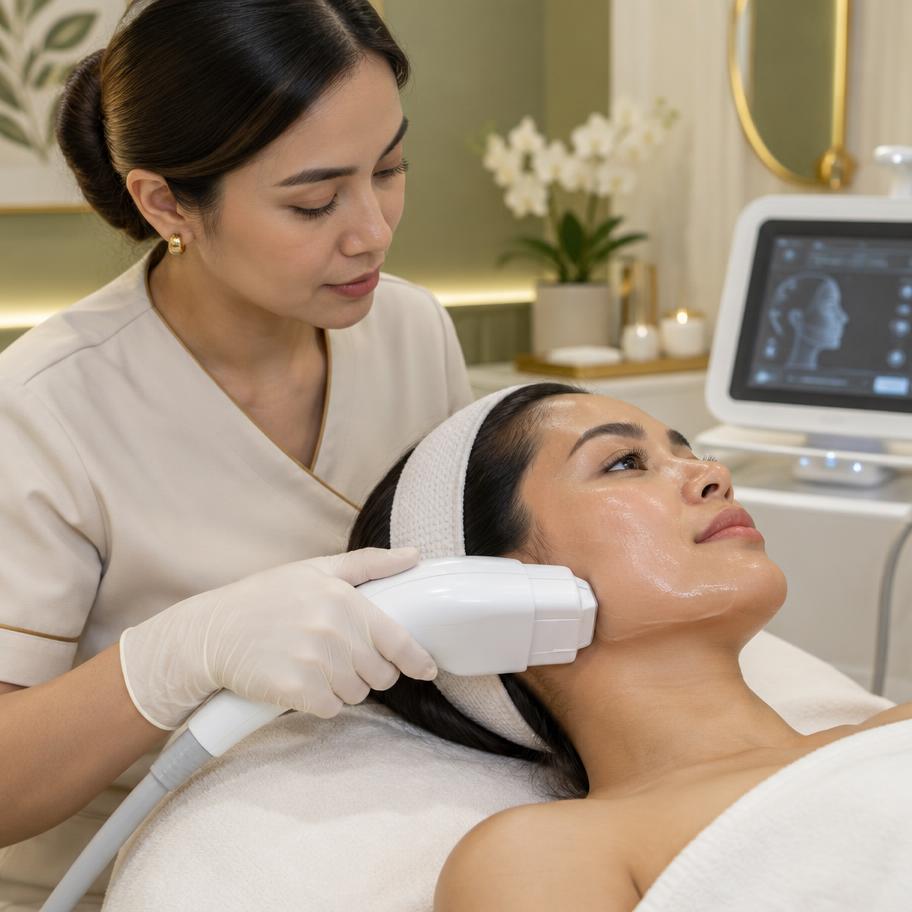 HIFU 7D Precision Lift treatment along the jawline at NaturEssence